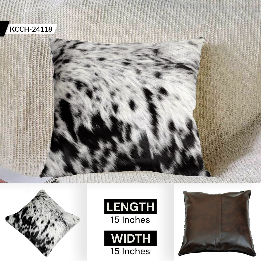 Natural Exotic Cowhide Hair-on Leather Cushion Covers - Rustic Decorative Home Accent with Eco-Friendly Style & Durability