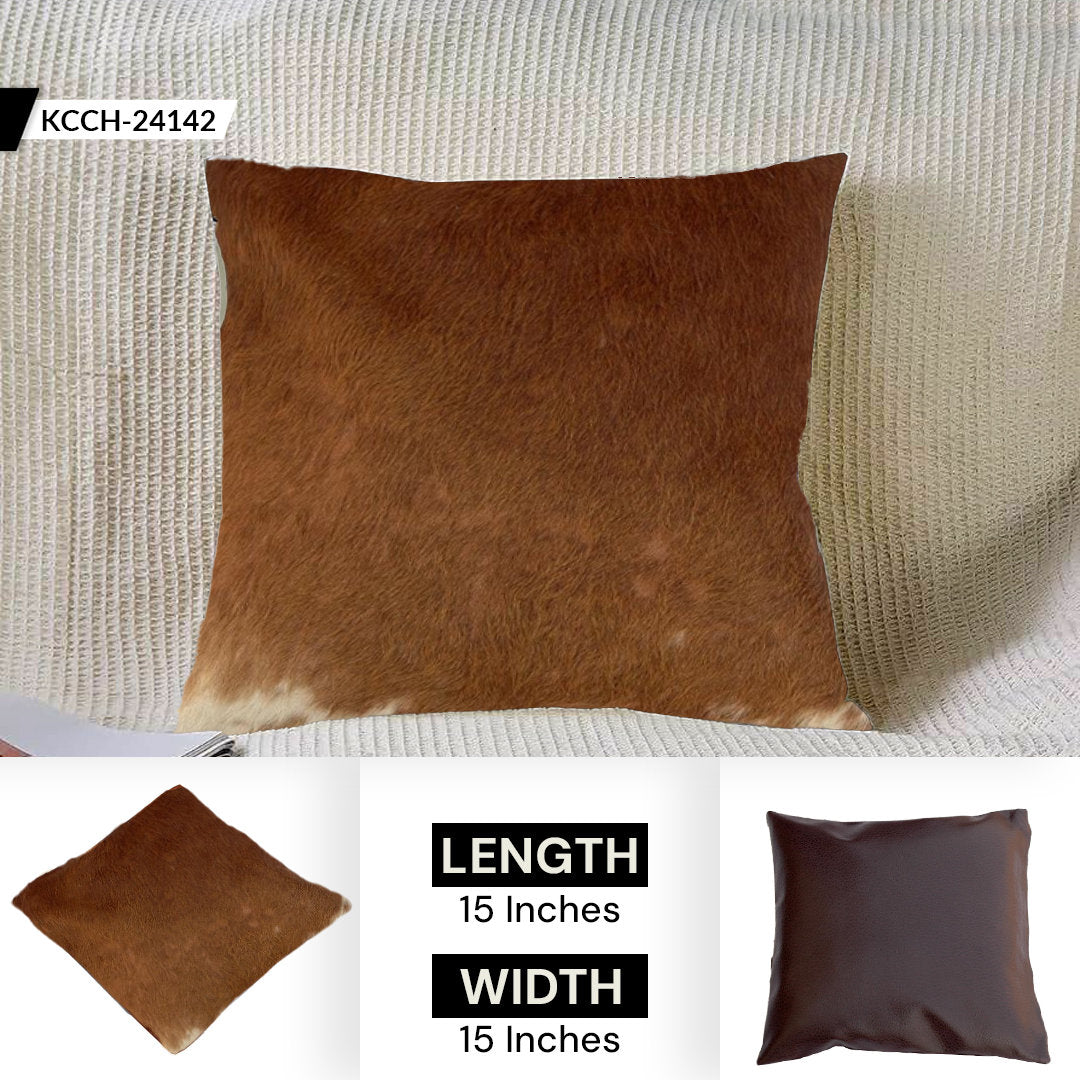 Stylish Rustic Cowhide Cushion Cover – Genuine Leather Animal Skin Home Décor Pillow Cover - Eco-Friendly Exotic Leather Hairy Cushions