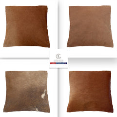 Rustic Genuine Cowhide Cushion Cover - Eco-Friendly Leather Hairy Cushion Cover for Home Decor - Exotic Animal Skin Cushion Cover