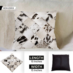 Handmade Multicolor Cowhide Patchwork Throw Pillow Cover - 100% Natural Hair on Leather with Unique Patterns in Tan, Cream, Brown, Black,
