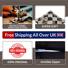 Luxurious Handmade Multicolor Patchwork Cowhide Cushion Cover for Natural Elegance & Rustic Charm