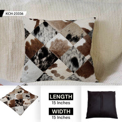 Luxury Multicolor Handmade Cowhide Patchwork Cushion Cover - Hypoallergenic Rustic Elegance & Natural Beauty