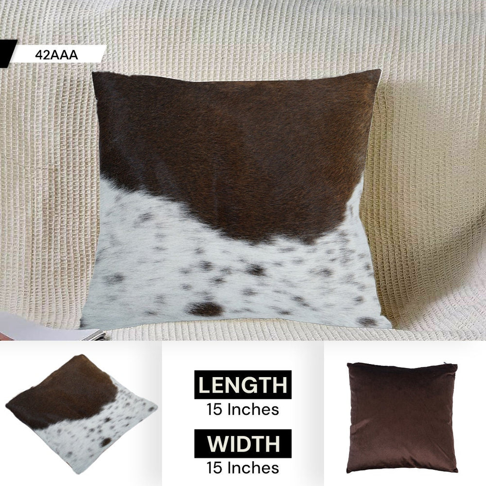 Luxurious Handmade Cowhide Accent Cushion Cover - Velvet Back, Unique Animal Patterns, Rustic Charm, Natural Cowhide Hair, Soft and Durable - Celestial Leather Limited