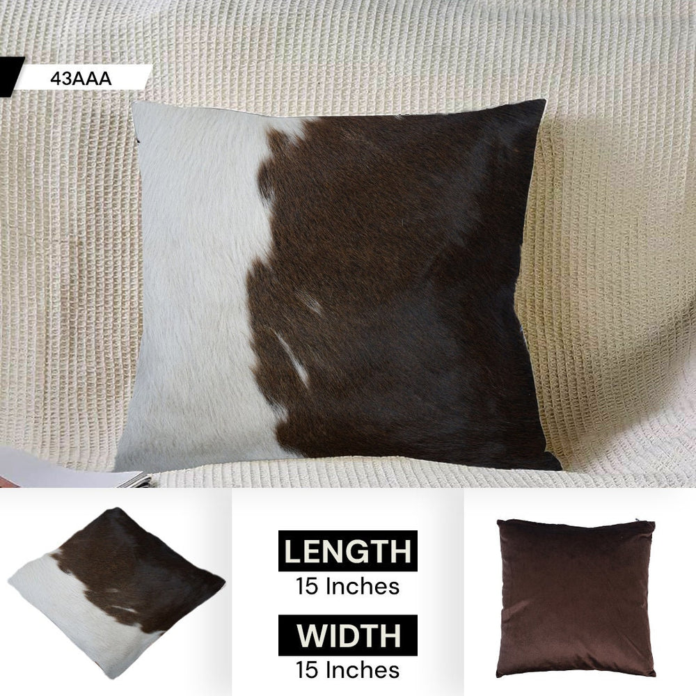Luxurious Handmade Cowhide Accent Cushion Cover - Velvet Back, Unique Animal Patterns, Rustic Charm, Natural Cowhide Hair, Soft and Durable - Celestial Leather Limited