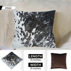 Handmade Luxury Cowhide Cushion Cover with Velvet Back - Animal Print Throw Pillow Case for Rustic Elegance - Celestial Leather Limited