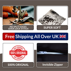 Luxurious Handmade Brown and White Cowhide Cushion Cover - Rustic Elegance for Sofa or Bed in Soft Cowhide Hair and Faux Leather