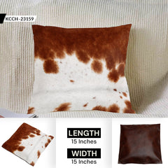 Rustic Elegance: Handmade Brown and White Cowhide Throw Pillow Cover