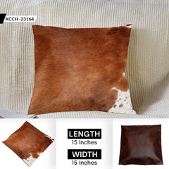 Elegant Handmade Brown & White Cowhide Cushion Cover - Rustic Chic Home Decor - Celestial Leather Limited