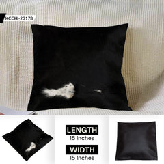 Luxurious Brown & White Cowhide Cushion Cover with Animal Print - Handmade Square Cover for Sofas, Armchairs, Beds - Rustic Elegance