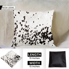 Luxurious Brown & White Cowhide Cushion Cover Handmade with 100% Natural Cowhide Hair - Faux Leather Back - Rustic Elegance for Home Decor