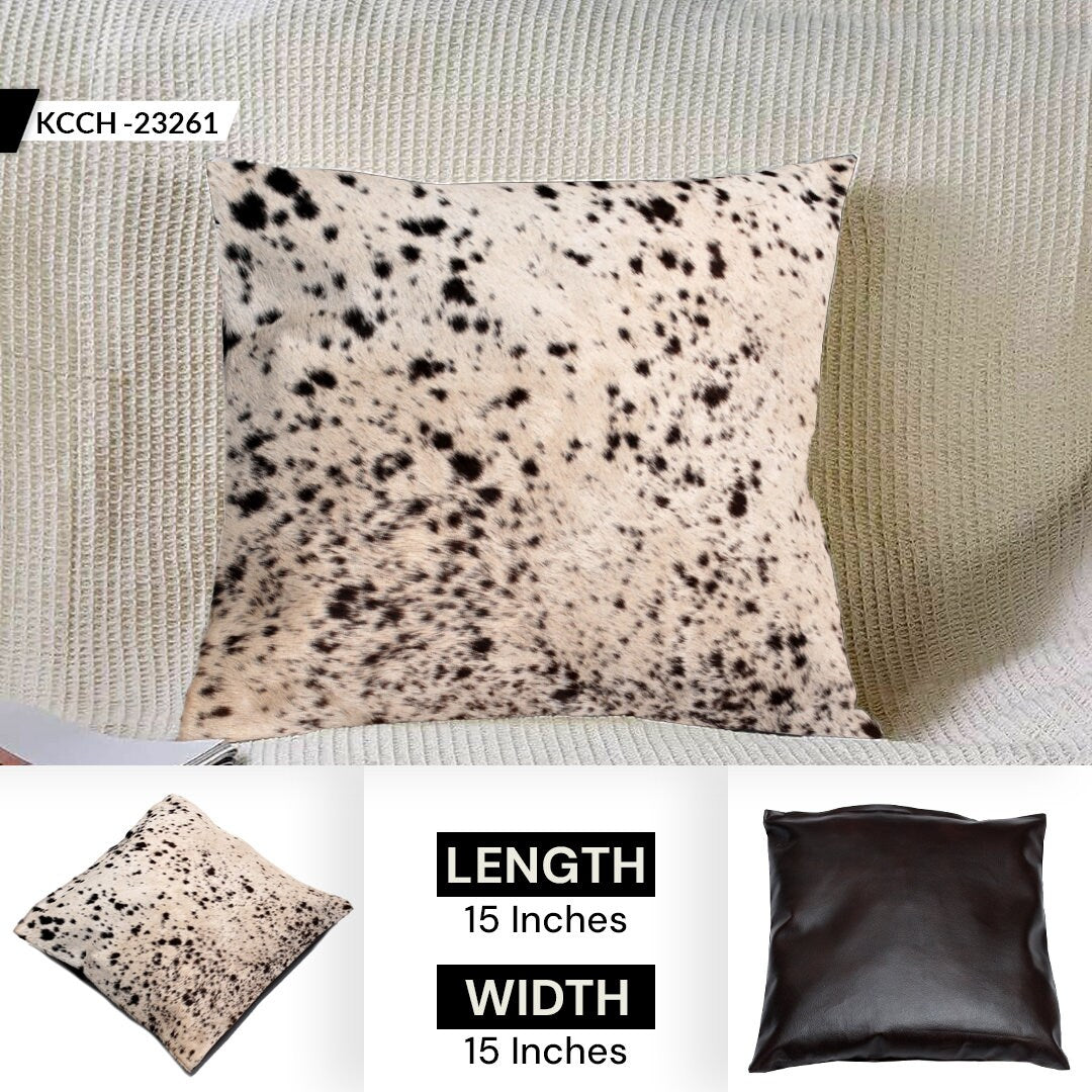 Luxurious Handmade Brown & White Cowhide Cushion Cover | Rustic Charm - Natural Beauty | Unique Animal Patterns | 100% Natural Cowhide