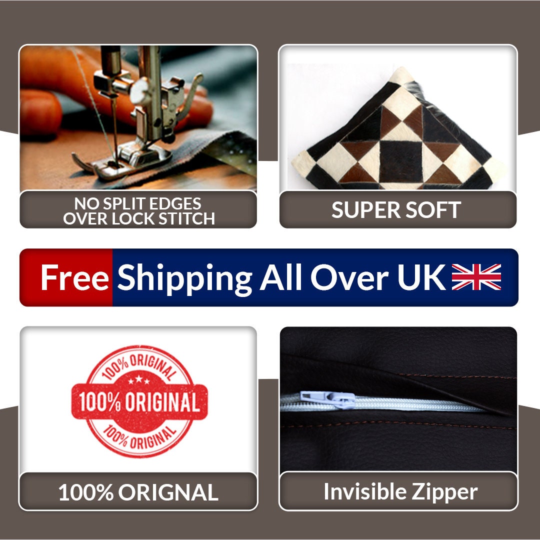 Rustic Elegance: Luxurious Multicolor Cowhide Patchwork Cushion Cover - Handmade Hypoallergenic Design - Celestial Leather Limited