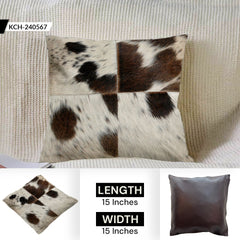 Luxurious Multicolor Handmade Patchwork Cowhide Cushion Cover for Natural Elegance and Comfort