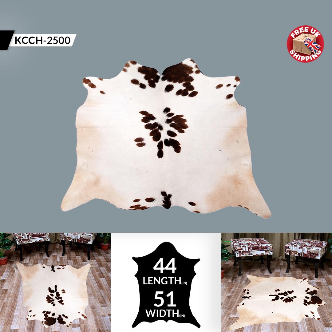Luxury Dark Brown & White Spot Cowhide Rug | Medium Size | Hypoallergenic - Non-Slip | Handcrafted Natural Hide Rug