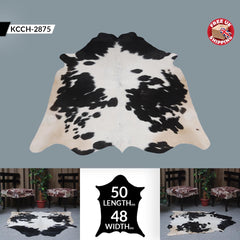 Luxurious Dark Brown & White Cowhide Rug - Medium Size for Modern Home Decor