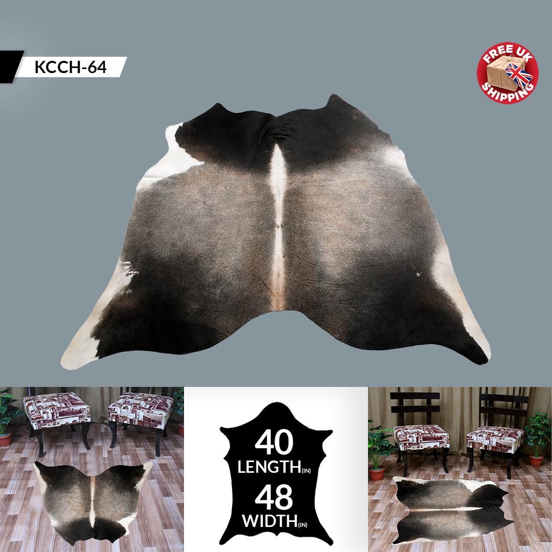Luxury Dark Brown and White Cow Hide Rug - Medium Size, Hypoallergenic, Non-Shedding, Handcrafted, Durable, Unique Natural Beauty