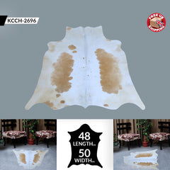 Rustic Charm Medium Brown & White Cowhide Rug - Handcrafted, Hypoallergenic, Unique Beauty - Durable - Elegant for Living Room/Bedroom