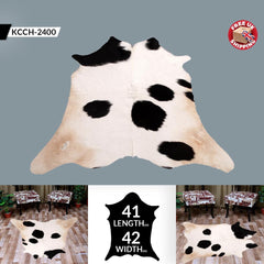 Luxurious Small Cowhide Rug - Hypoallergenic Dark Brown & White Animal Print Rug for Bedroom - Living Room - Non Slip Suede Back