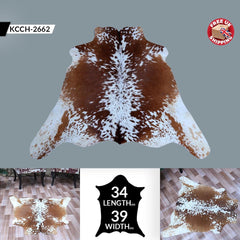 Luxury Brown White Cowhide Rug | Hypoallergenic Non Slippery | Handcrafted Natural Hide | Unique & Versatile Area Rug | Free UK Shipping