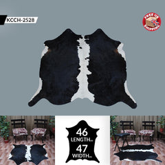 Luxurious Dark Brown & White Cowhide Rug | Hypoallergenic, Non-Slip, Non-Shedding | Handcrafted Premium Hide | Small 10-15 sq ft | Free UK