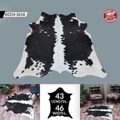 Luxurious Natural Dark Brown & White Cowhide Rug Small Area Animal Print Non Slippery Suede Back Non Shedding Hypoallergenic