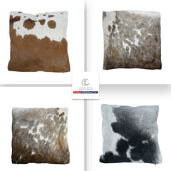 Luxurious Handmade Cowhide Cushion Cover - Rustic Elegance with Velvet Back - Natural Animal Patterns - Reversible Hair On Case - Celestial Leather Limited