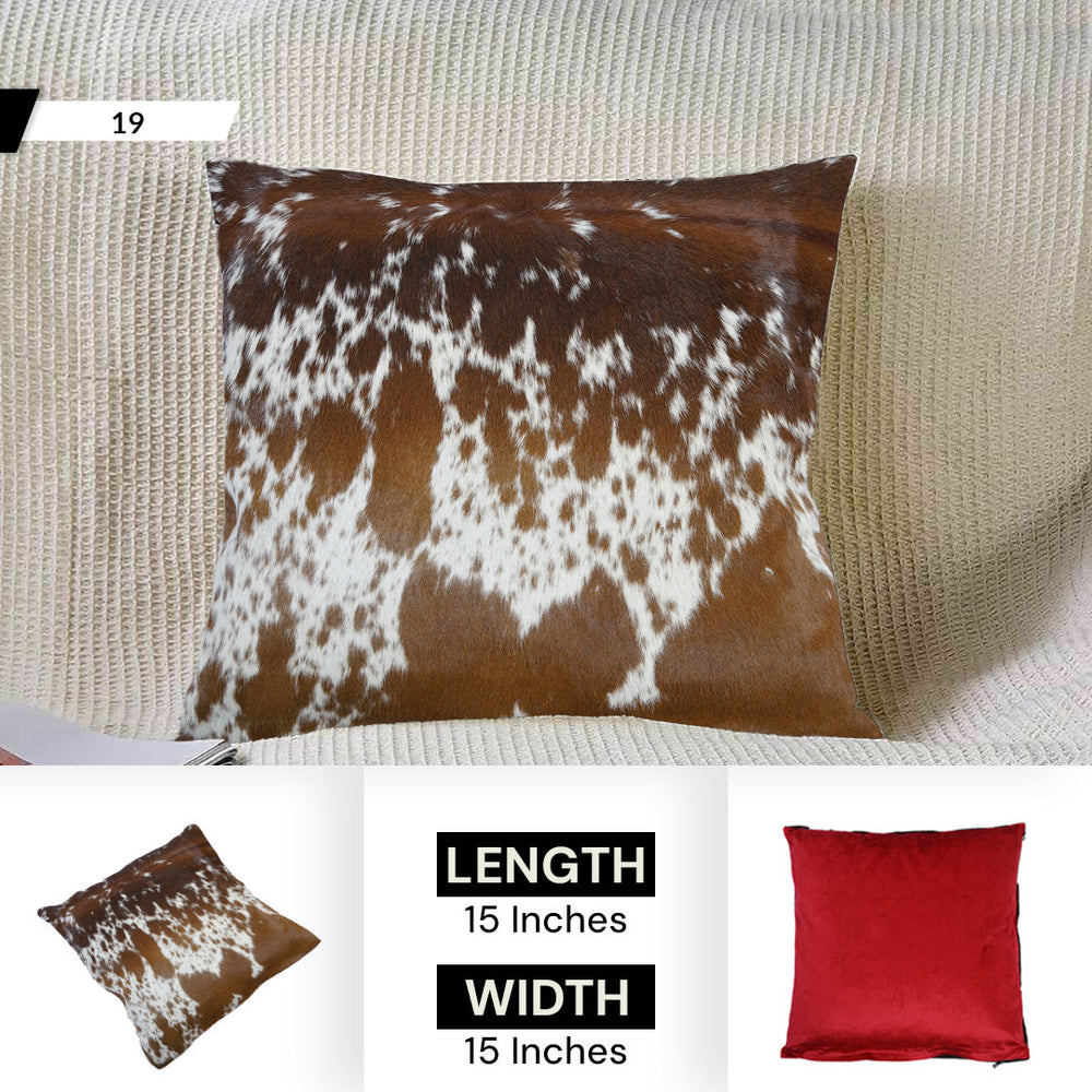 Luxurious Handmade Cowhide Throw Pillow Cover with Velvet Back - Natural Animal Patterns - Rustic Elegance for Home Decor - Celestial Leather Limited