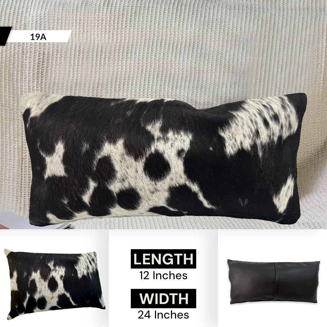 Rustic Elegance Luxury Cowhide Cushion Cover Natural Animal Print Throw Case Handmade Velvet Back Invisible Zipper Unique Gift Soft Faux - Celestial Leather Limited