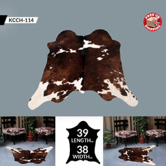 Luxury Handcrafted Natural Cowhide Rug in Classic Brown and White - Hypoallergenic, Non-Slip Backing, One-of-a-Kind Beauty for Home Décor