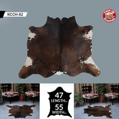 Luxurious Medium Dark Brown & White Cowhide Rug | Hypoallergenic - Durable | Handcrafted Natural Hide with Unique Markings | Rustic Charm