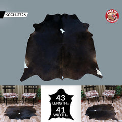 Handcrafted Dark Brown & White Cowhide Rug | Hypoallergenic - Non-Slip | Medium Size | Rustic Charm for Modern Home Decor