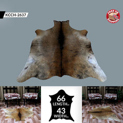 Luxurious Brown and White Cowhide Rug - Hypoallergenic, Handcrafted, Unique Beauty, Durable Medium Size Rug for Home Décor