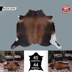 Luxurious Handcrafted Dark Brown & White Cowhide Rug with Hypoallergenic Properties - Non-Slip Suede Backing - Medium Size