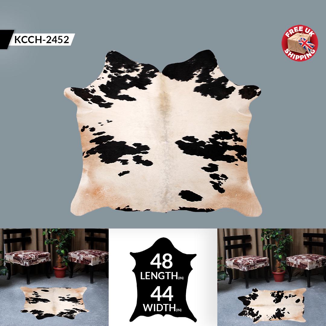 Luxury Brown and White Cowhide Rug with Non-Slip Backing - Hypoallergenic, Non-Shedding, Large Size, Perfect for Upholstery - Free Shipping!