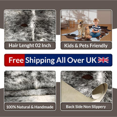 Luxury Brown & White Cowhide Rug - Hypoallergenic - Non-Slippery Suede Back - Durable - Versatile Area Rug for Bedroom or Living Room