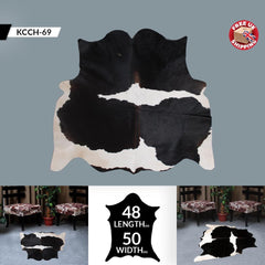 Elegant Dark Brown & White Cowhide Rug - Hypoallergenic Animal Print Centerpiece for Bedroom - Large Size - Non Slip Suede Back - Free - Celestial Leather Limited