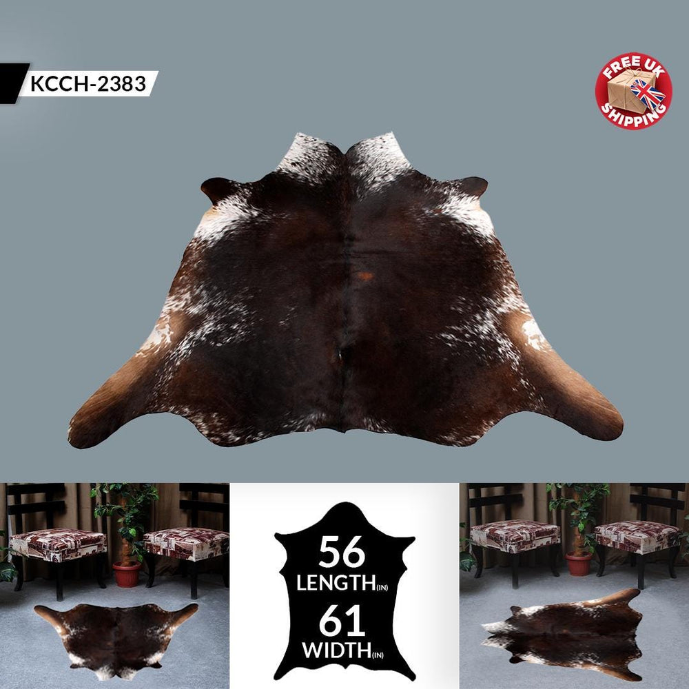 Luxurious Dark Brown & White Cowhide Rug | Large Animal Print | Hypoallergenic - Non-Slip | Handselected from Premium Hides | Free Shipping - Celestial Leather Limited