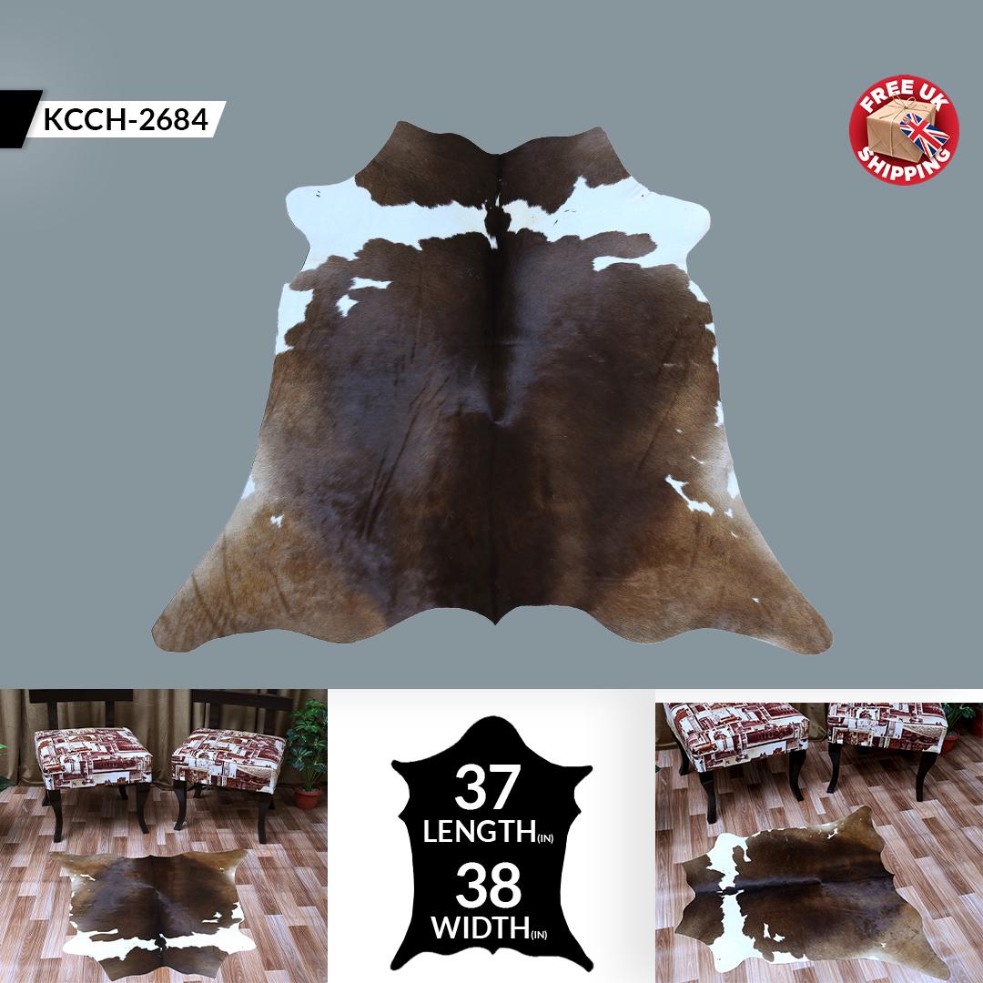 Luxury Brown & White Cowhide Rug | Large Size | Hypoallergenic, Non-Slip, Non-Shedding | Perfect for Bedroom - Living Room | Free UK