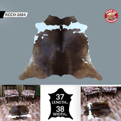 Luxury Brown & White Cowhide Rug | Large Size | Hypoallergenic, Non-Slip, Non-Shedding | Perfect for Bedroom - Living Room | Free UK