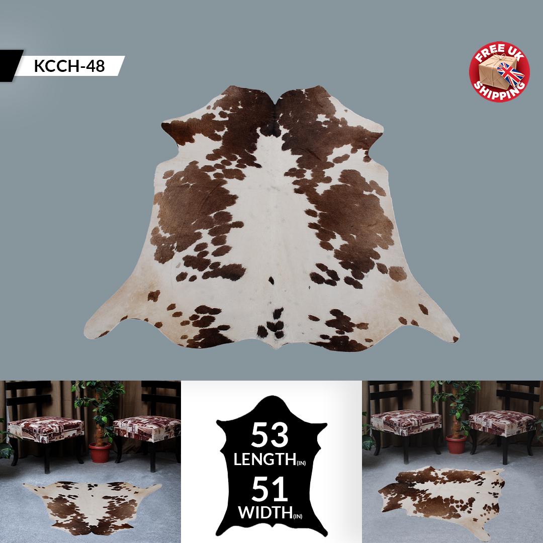 Luxury Brown and White Cowhide Rug - Hypoallergenic, Non-Slip, Non-Shedding - Large Area Rug for Home Decor - Free UK Shipping Included