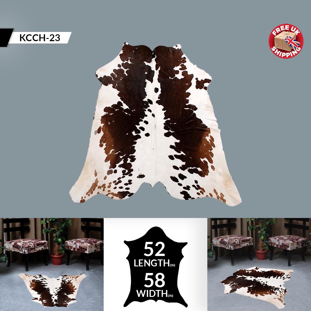 Beautiful Large Brown and White Cowhide Rug with Soft Hair | Hypoallergenic Non-Slip Back | Durable, Versatile, Luxury Area Rug
