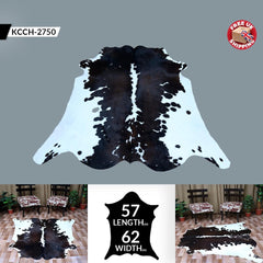 Luxurious Large Dark Brown & White Cow Skin Rug with Natural Hair for Bedroom or Living Room - Celestial Leather Limited