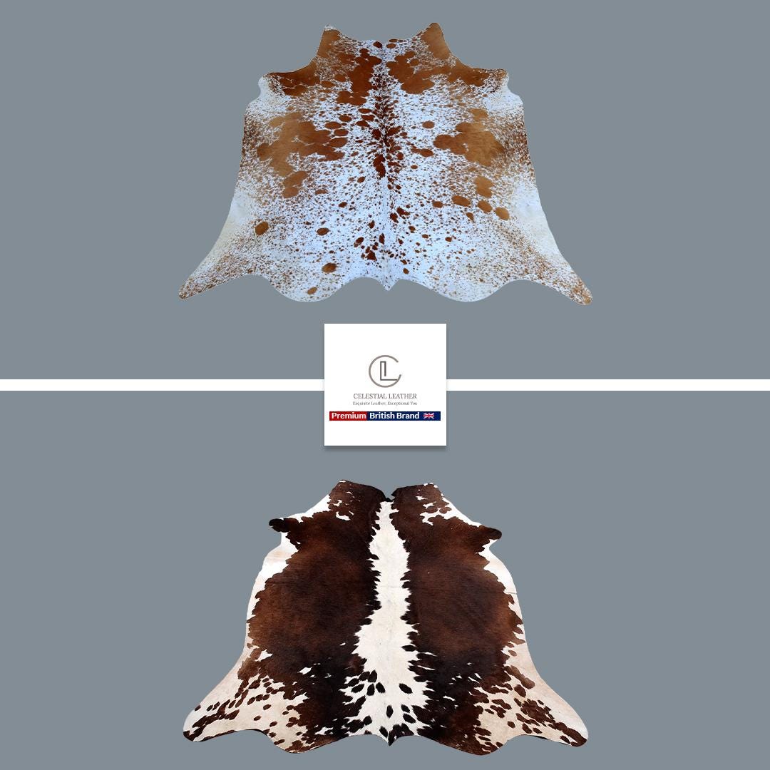 Luxurious Large Brown & White Cowhide Rug | Hypoallergenic - Non-Slip | Perfect for Bedroom - Living Room Decor