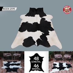 Luxury Black and White Cowhide Rug - Hypoallergenic Medium Hair on Salt & Pepper Rug for Home Decor - Unique, Durable, Handcrafted Elegance