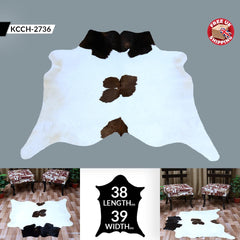 Luxury Dark Brown & White Cowhide Rug - Medium Size Hypoallergenic Area Rug with Unique Natural Beauty for Rustic Charm