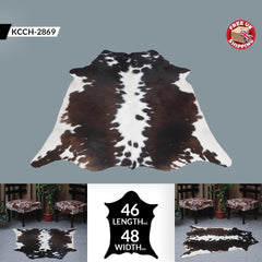 Luxurious Medium Brown & White Cowhide Rug | Hypoallergenic Backing | Handcrafted Natural Hide | Unique Animal Pattern rug | Durable -