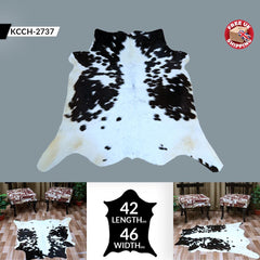 Luxurious Dark Brown & White Cowhide Rug - Small Animal Print, Hypoallergenic, Non-Slip Suede Back, Handcrafted - Durable