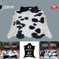 Luxury Black and White Cowhide Rug - Hypoallergenic, Non-Shedding, Handcrafted for Unique Natural Beauty - Small Size for Home Decor