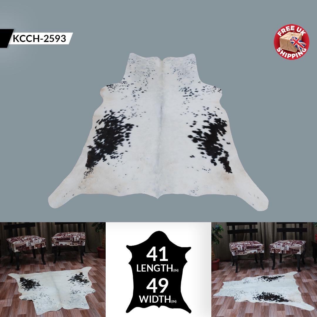 Luxury Black and White Cowhide Rug with Unique Natural Beauty and Hypoallergenic Properties