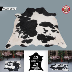 Luxury Small Black and White Cowhide Rug - Hypoallergenic Hair on Salt & Pepper Rug for Home Decor - Handcrafted Quality Rug